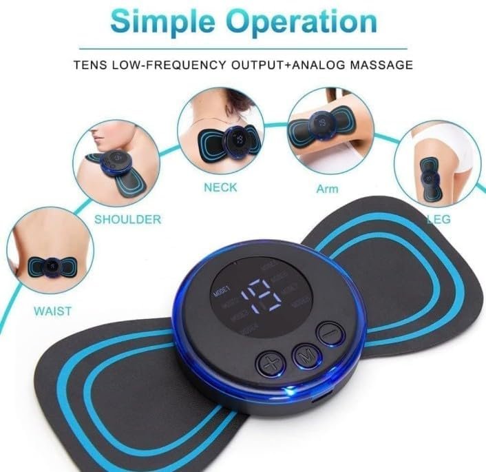 Full Body Mini Butterfly TENS Massager with 8 Modes, 19 Levels Electric Rechargeable Portable EMS Patch for Shoulder, Neck, Arms, Legs, Neck, Men/Women - Image 2
