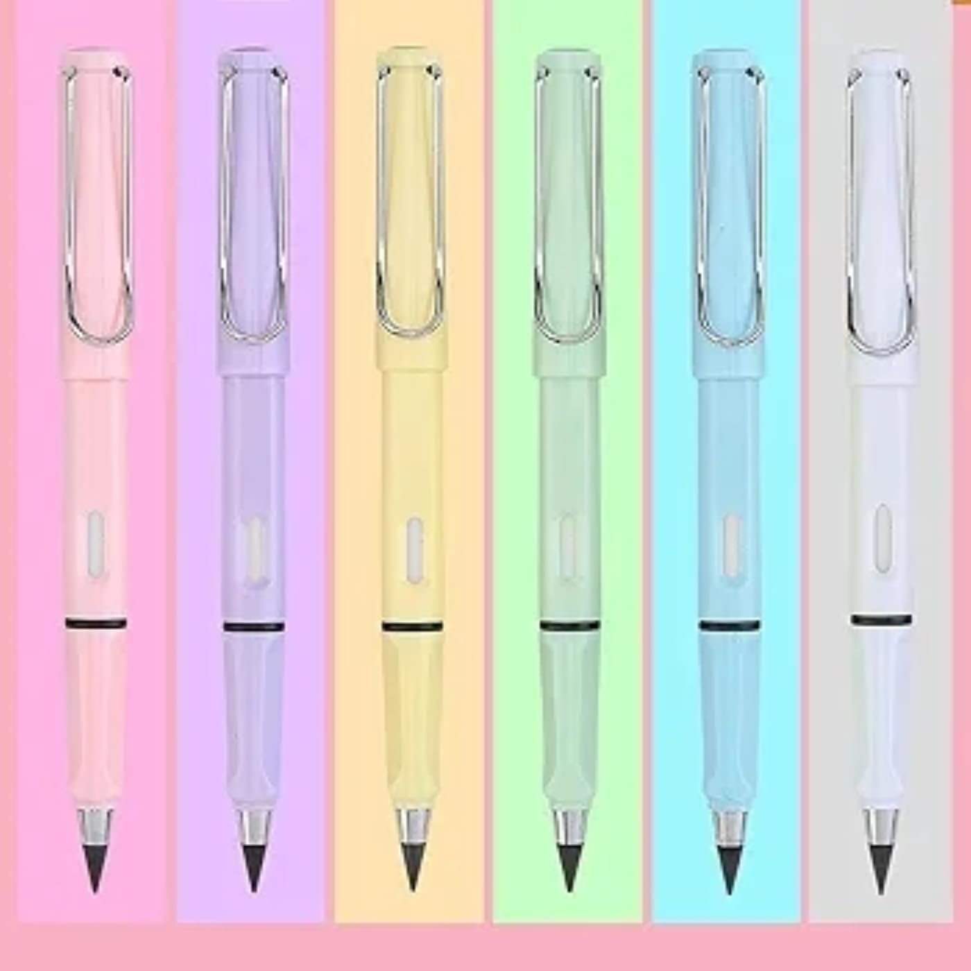 Eternal Pencils, Inkless Everlasting Pencil Infinity Pencils with Eraser Reusable Infinite Pencil Tips for Kids Writing Drawing Sketching (Colorful) Pack of 2 - Image 2