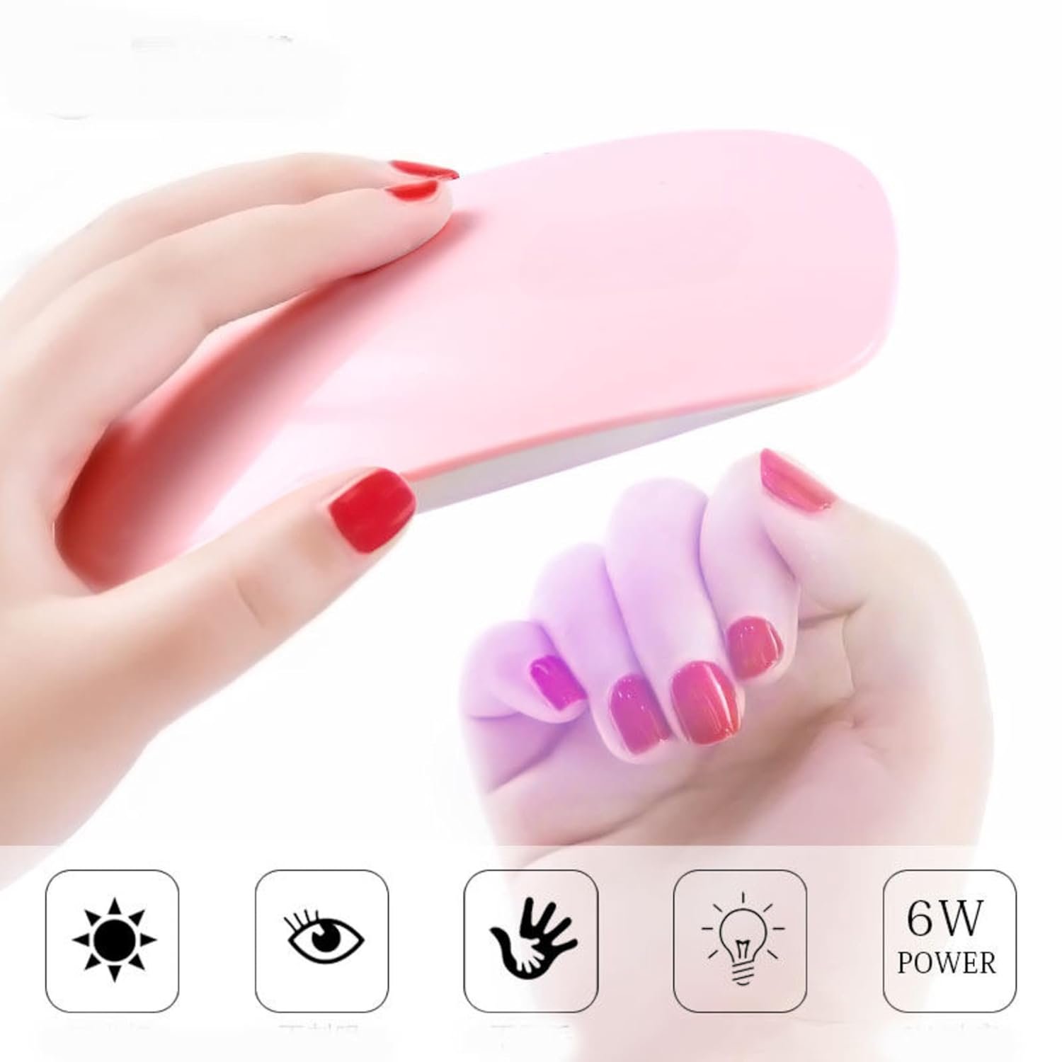 Nail Dryer Lamp Mini, 6W LED UV Portable Nail Dryer Curing Lamp Light for Gel Based Polish USB Power, Professional Gel Curing Lamp for Manicure Nail Art Salon - Image 2