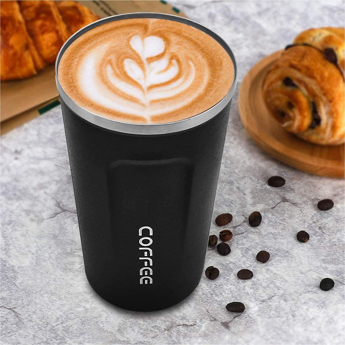 Stainless Steel Vacuum Insulated Coffee Mug 510ML Insulated Coffee Cups Double Walled Travel Mug, Car Coffee Mug with Leak Proof Lid Reusable Thermal Cup for Hot Cold Drinks Coffee, Tea - Image 2