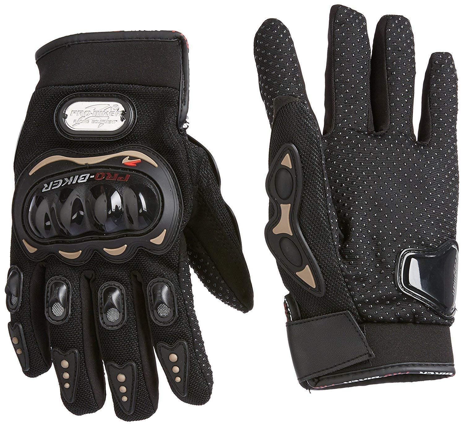 Synthetic Leather Motorcycle Gloves (Black, Medium) - Image 2